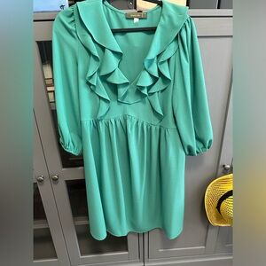 Kelly Green Ruffled Midi Dress